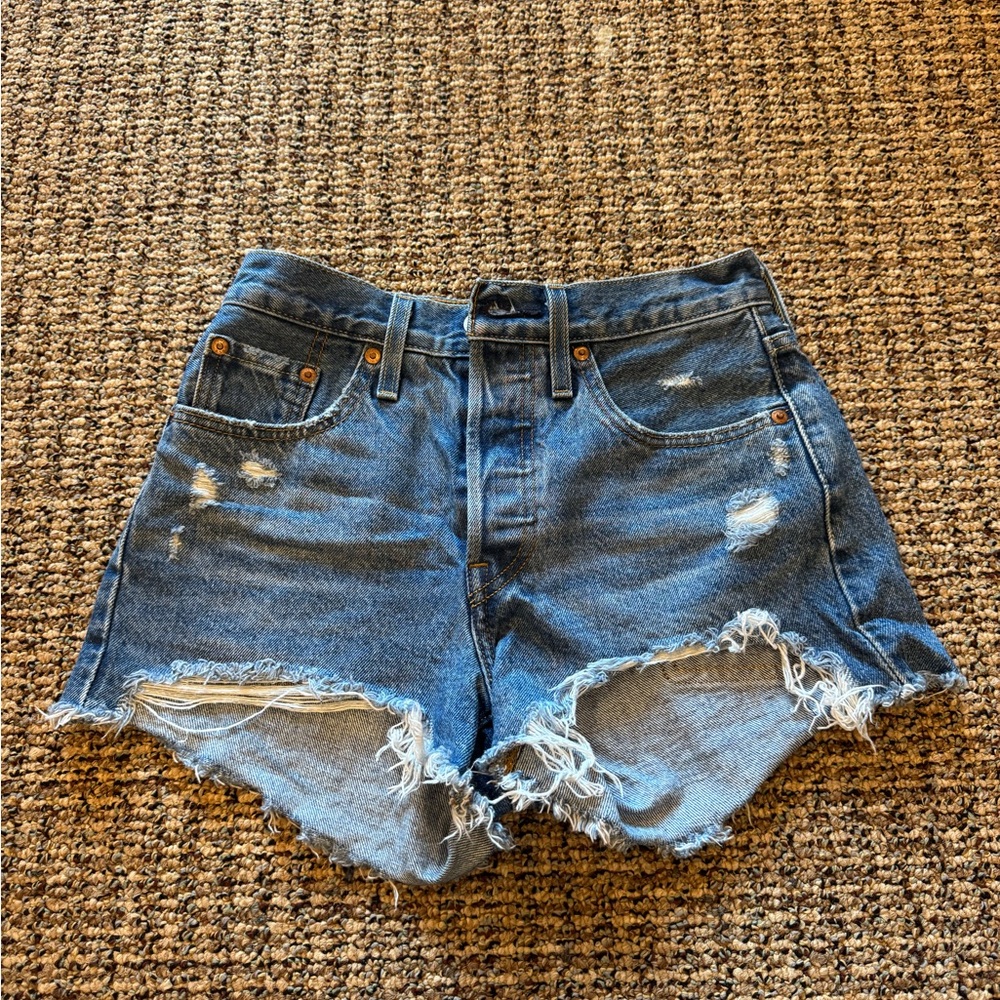 Levi's Blue Distressed Jean Shorts